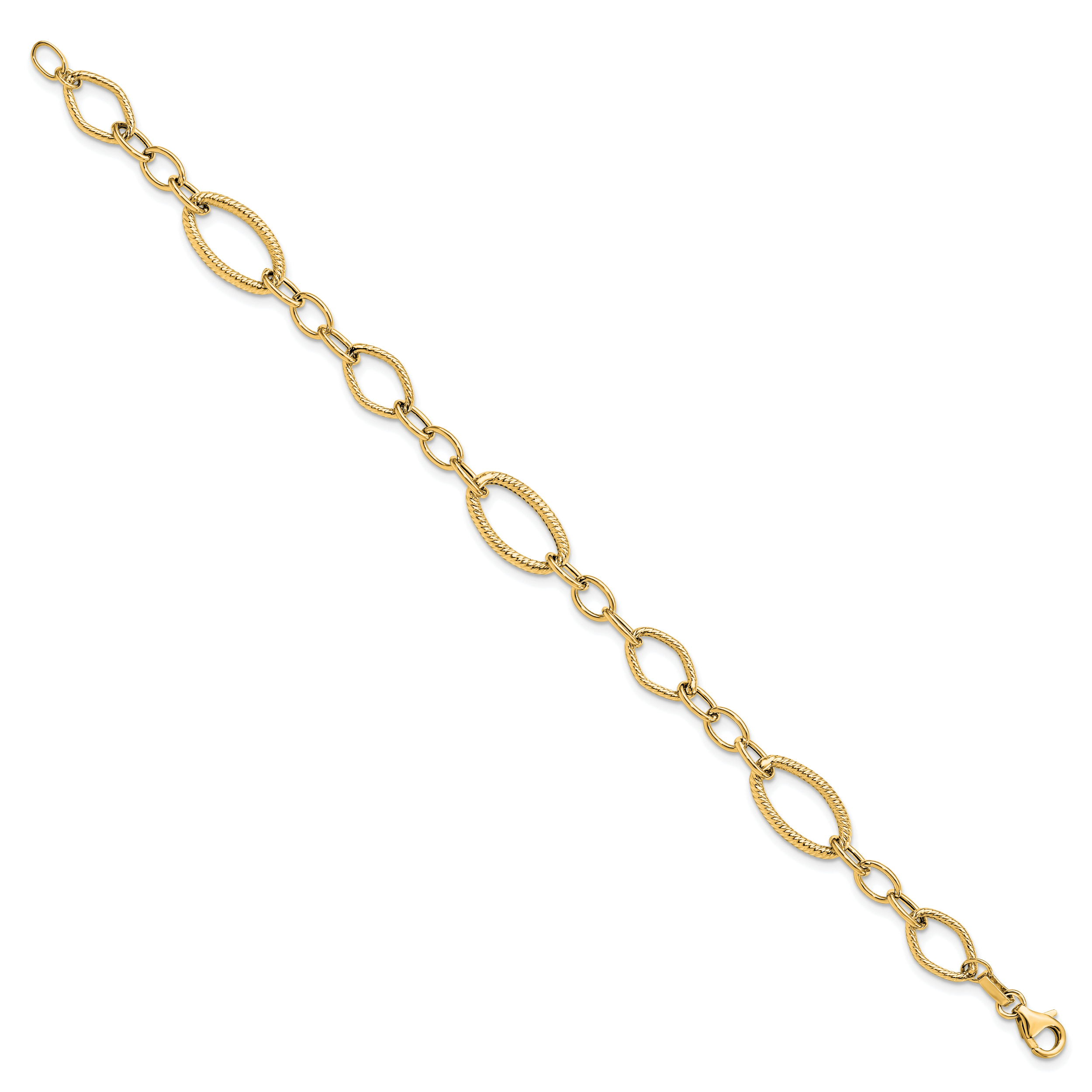 14K Polished and Textured Link Bracelet Secondary image