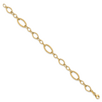 14K Polished and Textured Link Bracelet