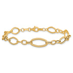 14K Polished and Textured Link Bracelet