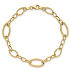 14K Polished and Textured Link Bracelet