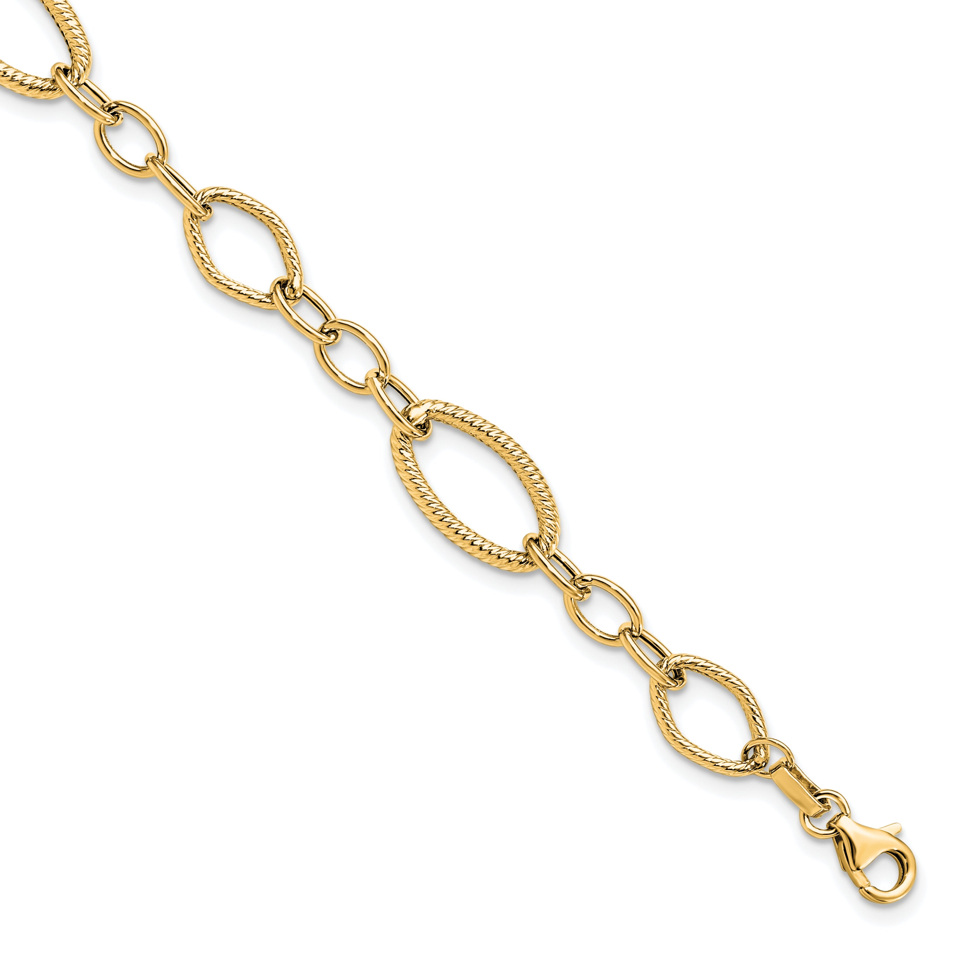 14K Polished and Textured Link Bracelet Main image