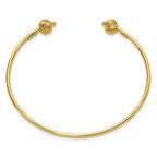 14K Polished with Diamond-cut Beads Cuff Bangle