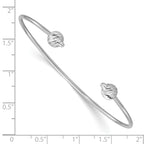 14K White Gold Polished with D/C Beads Cuff Bangle