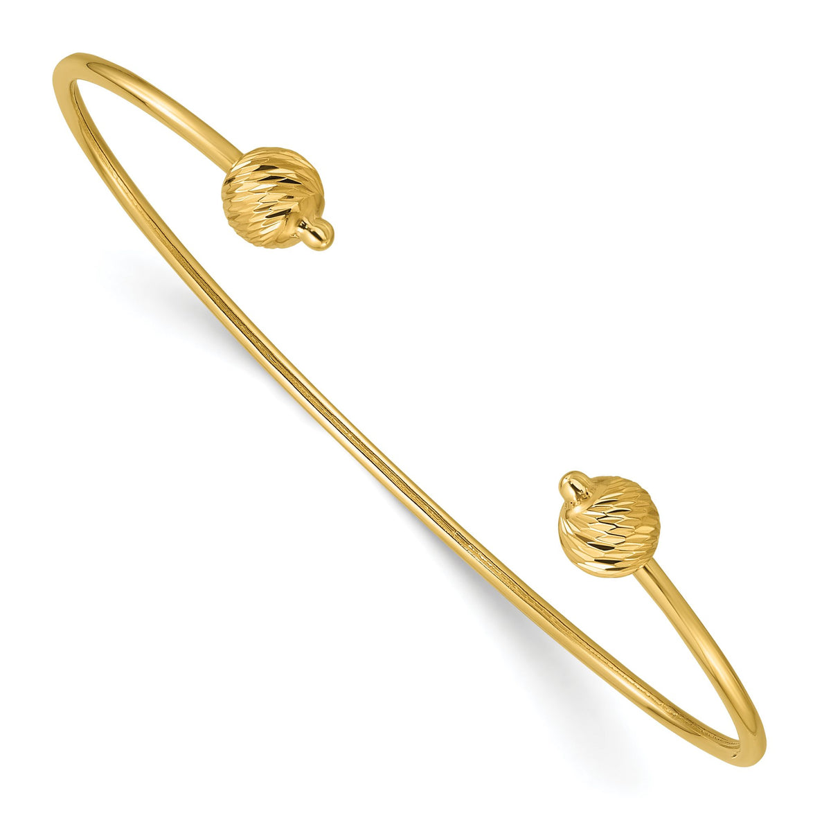 Bead Cuff Bangle in 14K Yellow Gold, 1.55mm Diamond-Cut - Sophia Jewelers Main image
