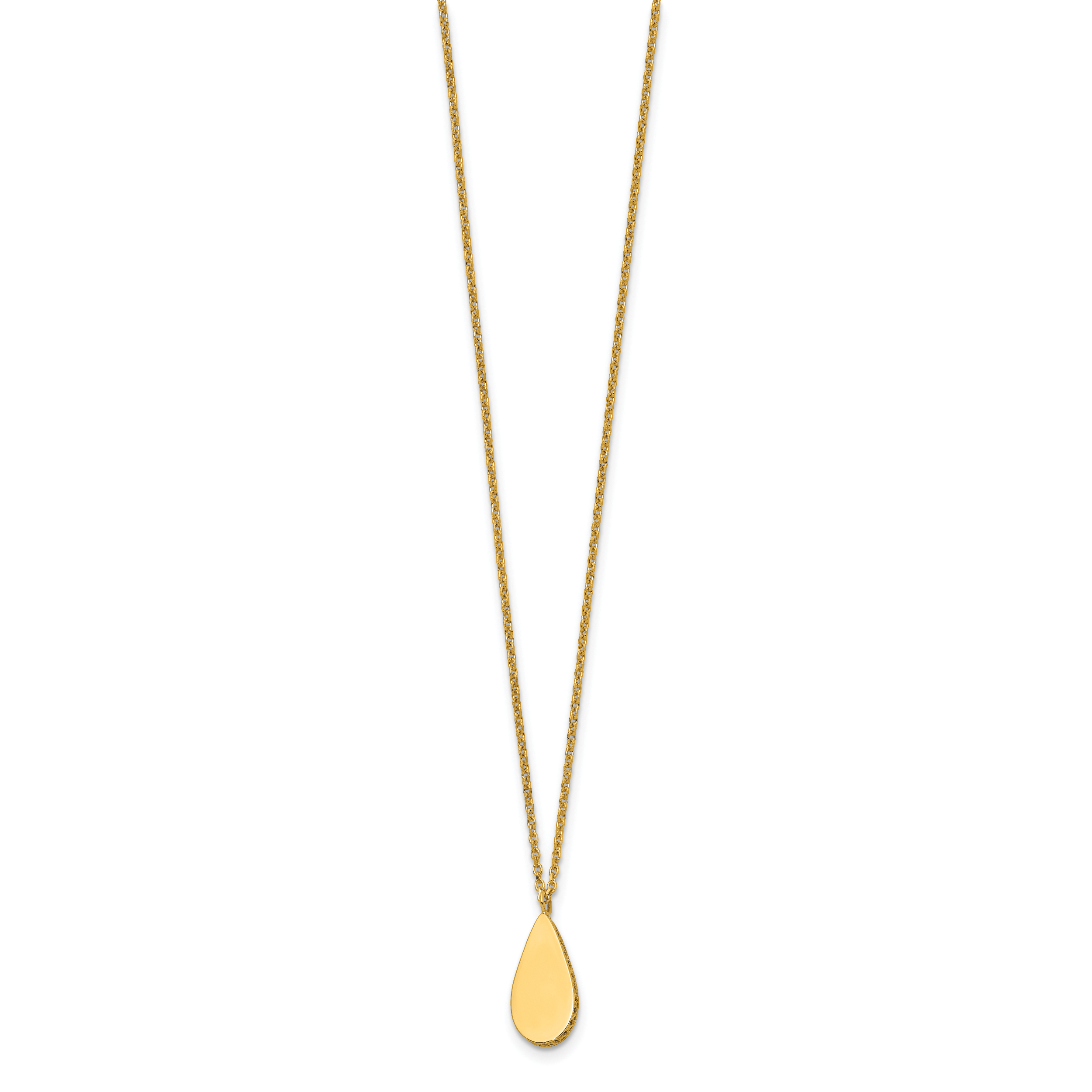 14K Polished and Satin Teardrop w/ 1.25in Ext. Necklace