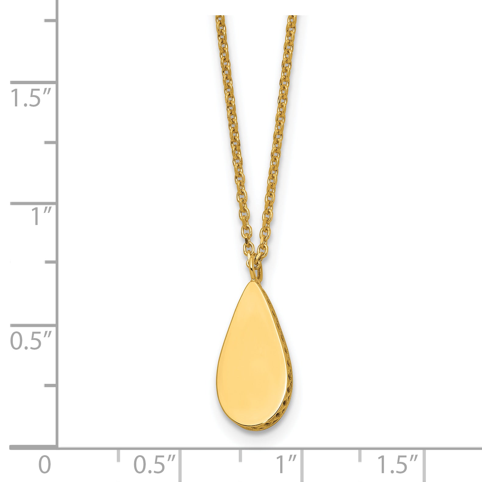 14K Polished and Satin Teardrop w/ 1.25in Ext. Necklace