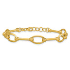 14K Polished Bar and Oval Link w/ .5in Ext. Bracelet