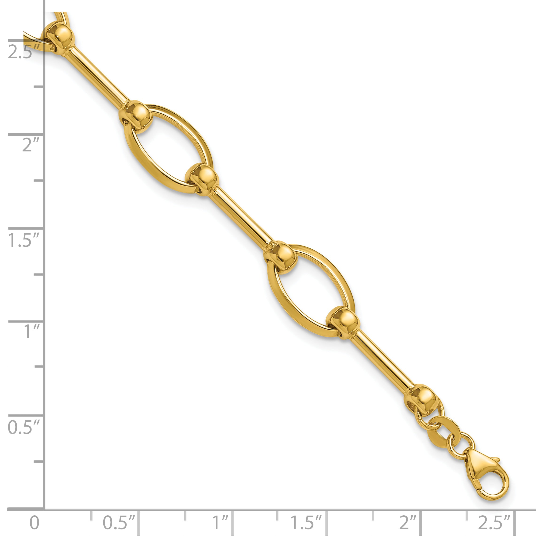 14K Polished Bar and Oval Link w/ .5in Ext. Bracelet