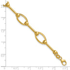 14K Polished Bar and Oval Link w/ .5in Ext. Bracelet