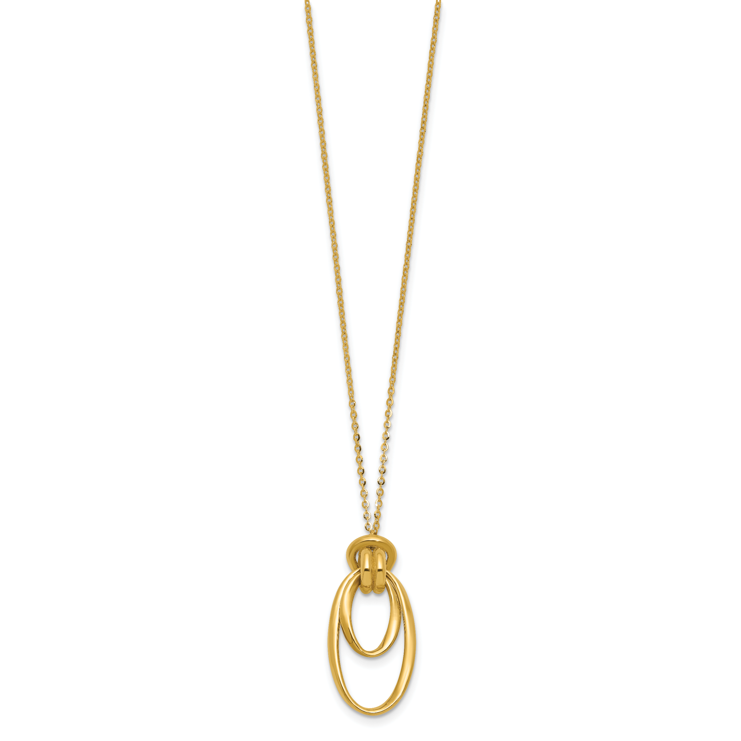14K Polished Fancy Ovals with 2in  Ext. Necklace Secondary image