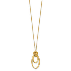 14K Polished Fancy Ovals with 2in  Ext. Necklace
