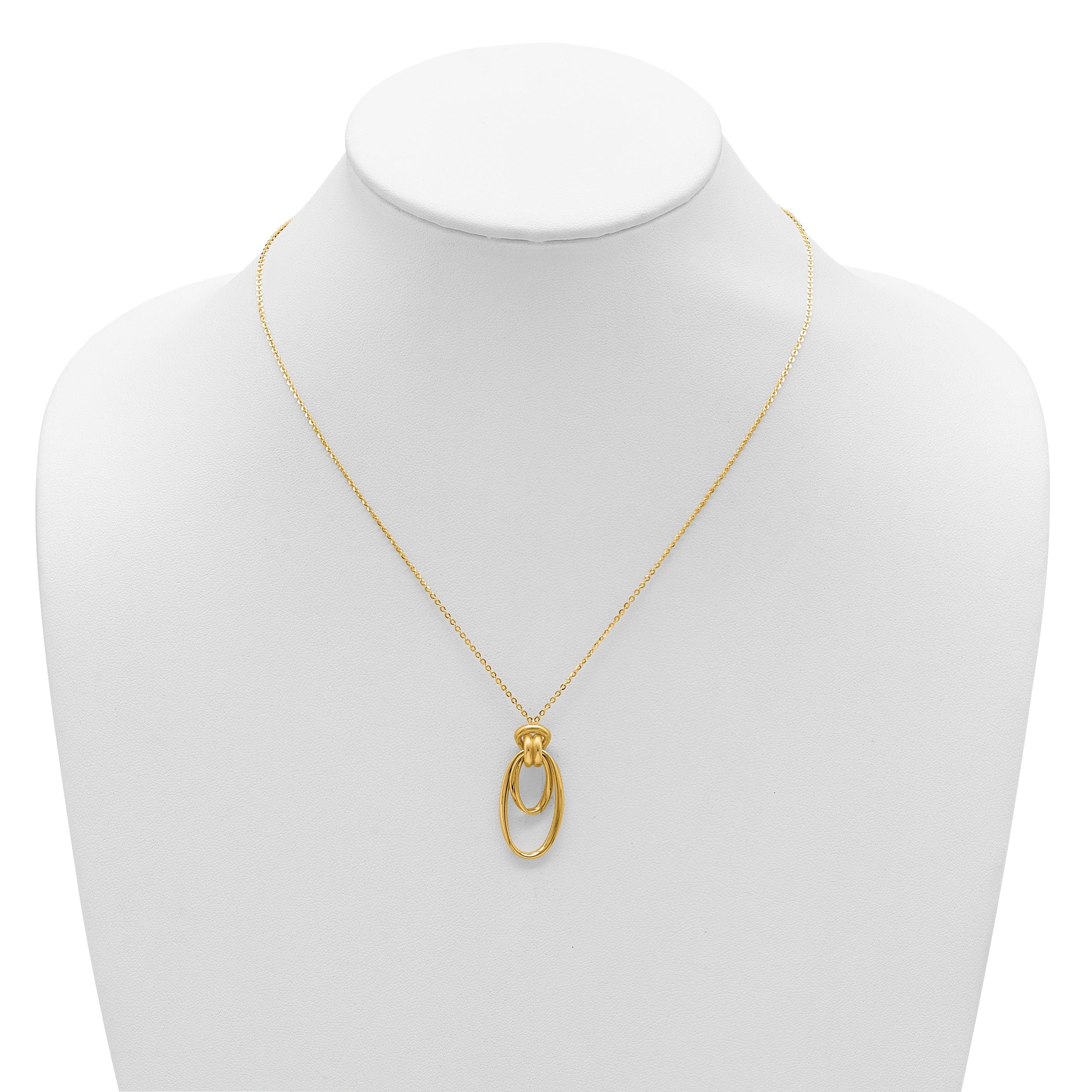 14K Polished Fancy Ovals with 2in  Ext. Necklace