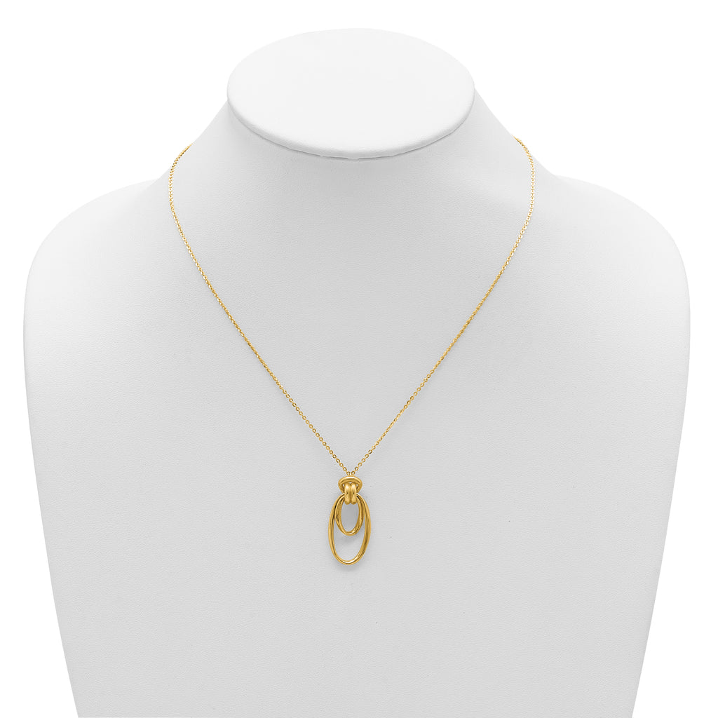 14K Polished Fancy Ovals with 2in  Ext. Necklace