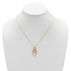 14K Polished Fancy Ovals with 2in  Ext. Necklace