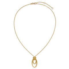 14K Polished Fancy Ovals with 2in  Ext. Necklace