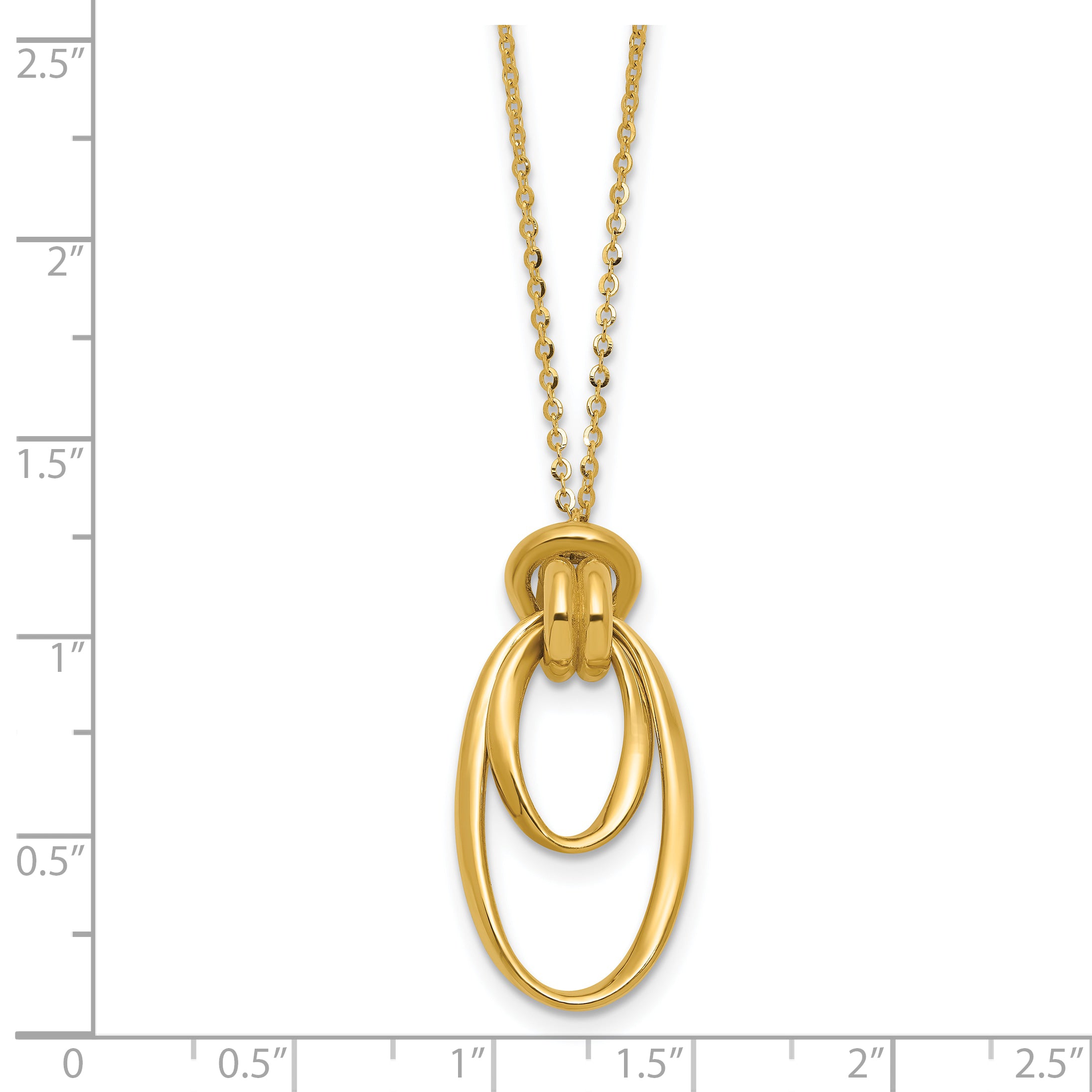 14K Polished Fancy Ovals with 2in  Ext. Necklace