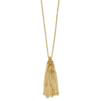 14K Polished Fancy Curb Link Tassel w/ 2in Ext. Necklace