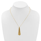 14K Polished Fancy Curb Link Tassel w/ 2in Ext. Necklace