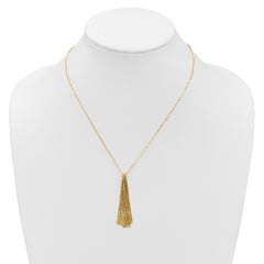14K Polished Fancy Curb Link Tassel w/ 2in Ext. Necklace