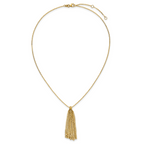 14K Polished Fancy Curb Link Tassel w/ 2in Ext. Necklace