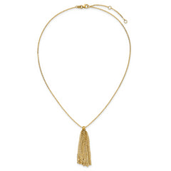 14K Polished Fancy Curb Link Tassel w/ 2in Ext. Necklace