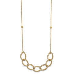 14K Two-tone Pol/Texture/Dia-cut Oval w/ 1in Ext. Necklace
