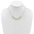 14K Two-tone Pol/Texture/Dia-cut Oval w/ 1in Ext. Necklace