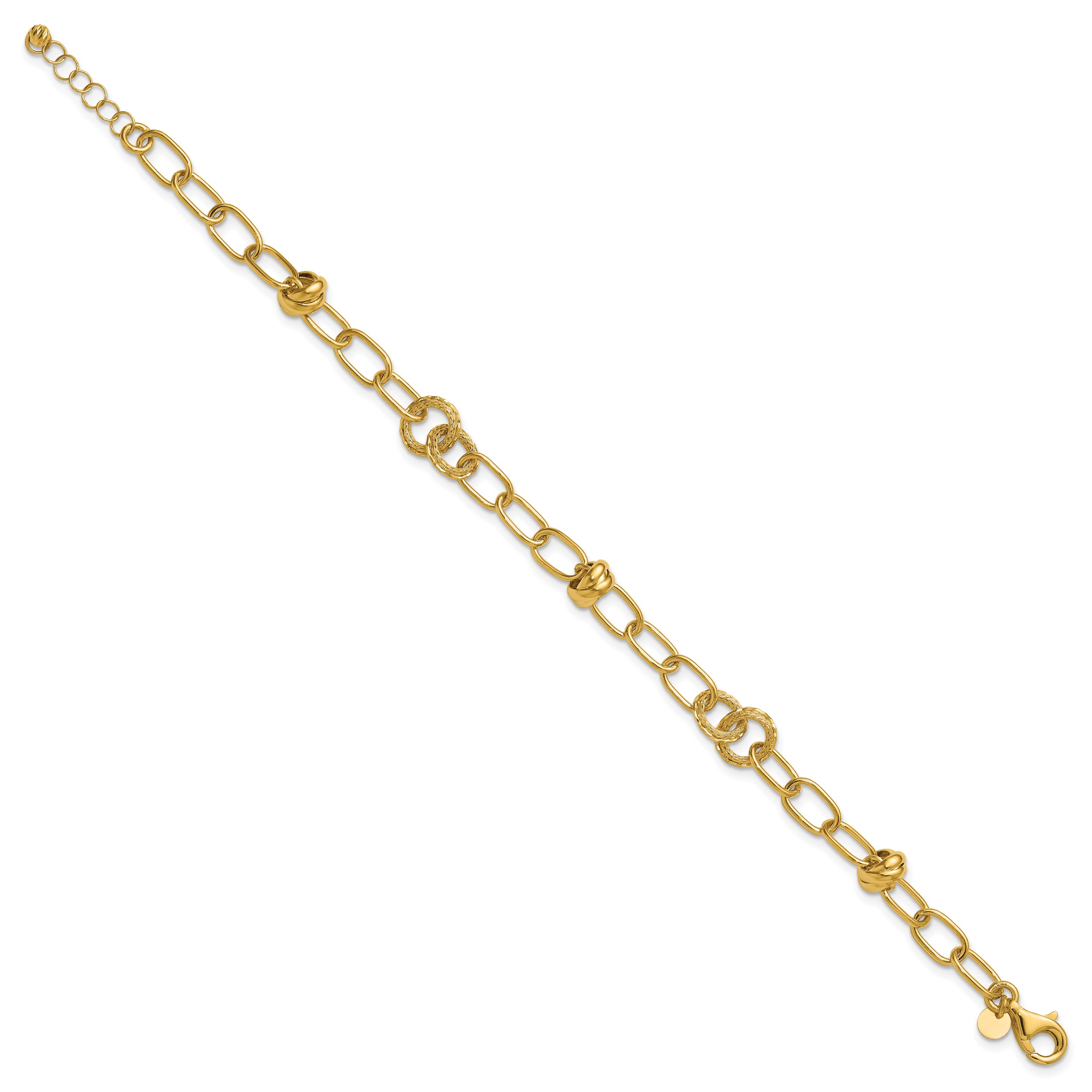 14K  Polished/Texture/Dia-cut Fancy w/.75in Ext. Bracelet Secondary image