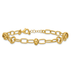 14K  Polished/Texture/Dia-cut Fancy w/.75in Ext. Bracelet