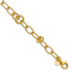 14K  Polished/Texture/Dia-cut Fancy w/.75in Ext. Bracelet