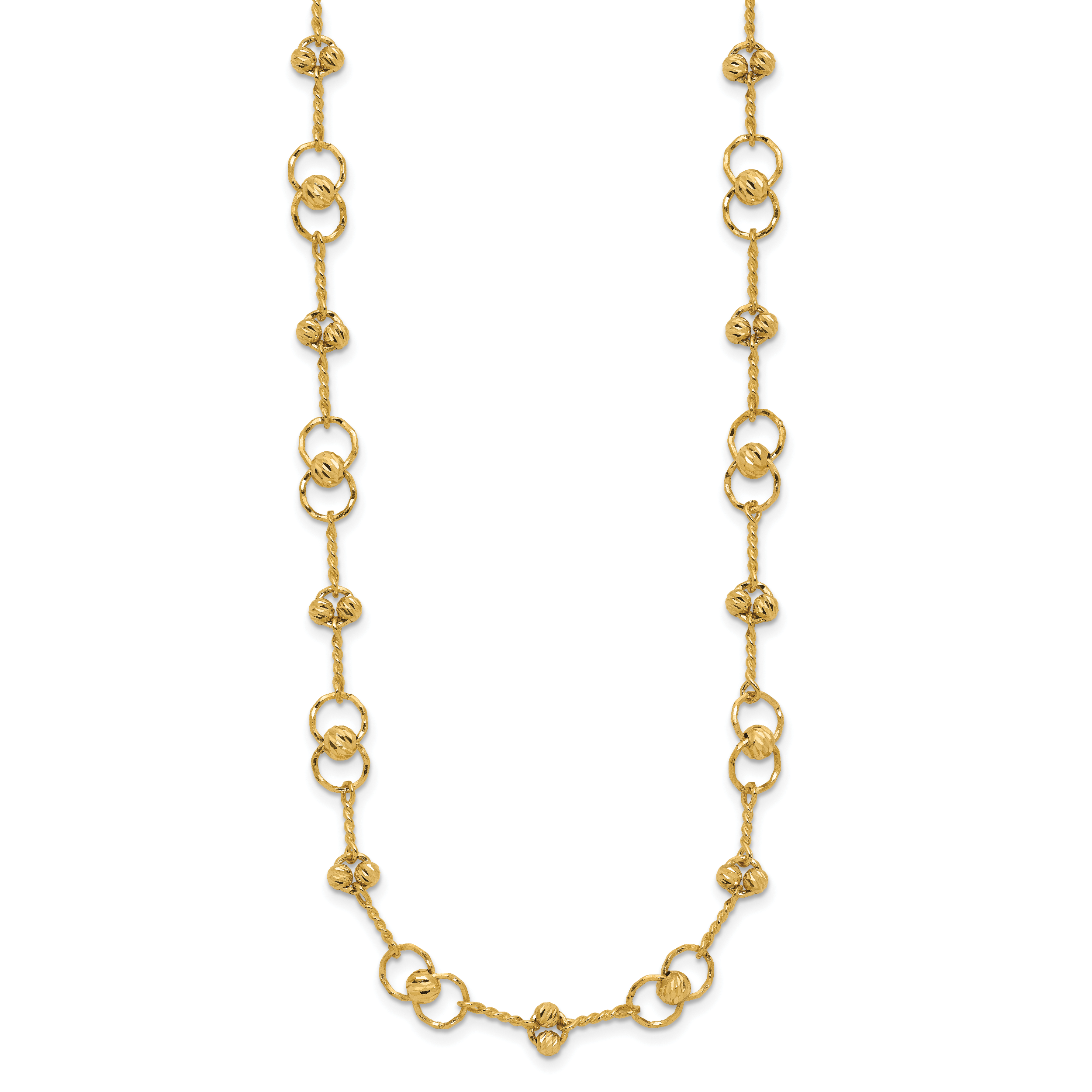 14K Polished/Dia-cut Twisted Circles w/ 1in Ext. Necklace Secondary image