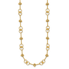 14K Polished/Dia-cut Twisted Circles w/ 1in Ext. Necklace