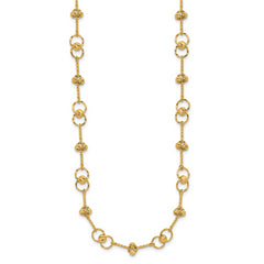 14K Polished/Dia-cut Twisted Circles w/ 1in Ext. Necklace