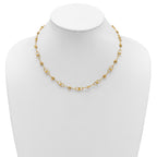 14K Polished/Dia-cut Twisted Circles w/ 1in Ext. Necklace