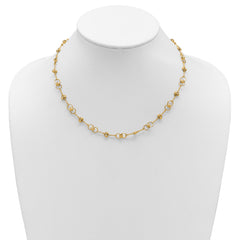 14K Polished/Dia-cut Twisted Circles w/ 1in Ext. Necklace