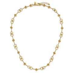 14K Polished/Dia-cut Twisted Circles w/ 1in Ext. Necklace