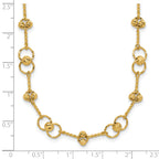 14K Polished/Dia-cut Twisted Circles w/ 1in Ext. Necklace