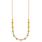 14K Polished D/C Beaded Fancy Circles w/ 1in Ext. Necklace