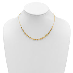 14K Polished D/C Beaded Fancy Circles w/ 1in Ext. Necklace