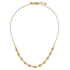 14K Polished D/C Beaded Fancy Circles w/ 1in Ext. Necklace