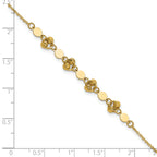 14K Polished D/C Beaded Fancy Circles w/.5in Ext. Bracelet