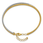 14KTT Polished & Textured Fancy 3-Wire w/ 1in Ext. Bangle
