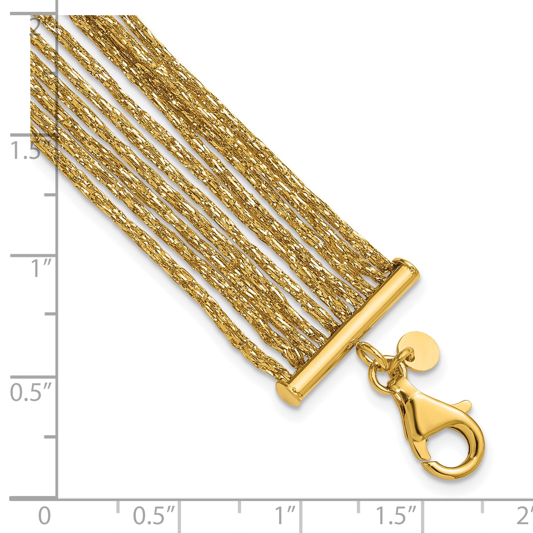 14K Textured Fancy Mesh Multi-strand w/.75in Ext. Bracelet