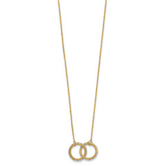 14KTT Pol/Texture/Dia-cut Circles w/ 2in Ext. Necklace