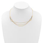 14K Two-tone Polished Fancy CZ Ovals w/1in Ext. Necklace