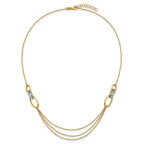 14K Two-tone Polished Fancy CZ Ovals w/1in Ext. Necklace