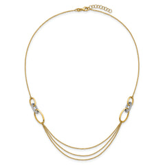 14K Two-tone Polished Fancy CZ Ovals w/1in Ext. Necklace