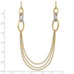 14K Two-tone Polished Fancy CZ Ovals w/1in Ext. Necklace