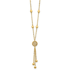 14K Polished Fancy Filigree Circles Dangle Necklace