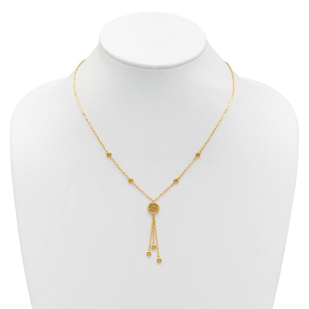 14K Polished Fancy Filigree Circles Dangle Necklace